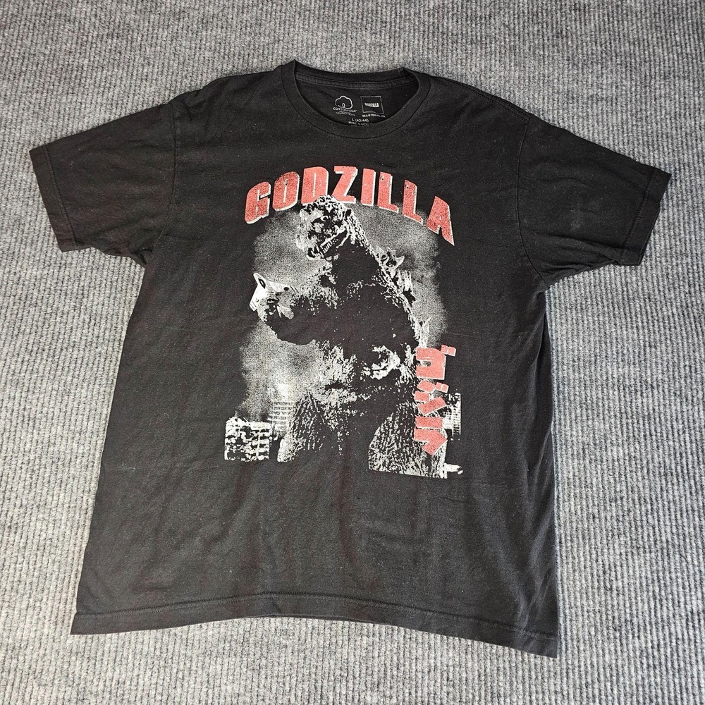 Godzilla Shirt Mens Large Black Monster Graphic Tee Movie Destruction Kaiju